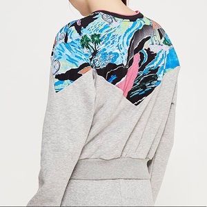 80s Neon Print Crop Sweatshirt
